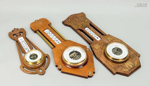 3 wall-mounted barometers with