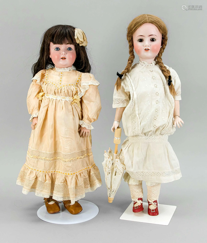 2 porcelain head dolls, Deutsc