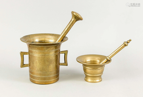 2 mortars with pestle, 19th c.