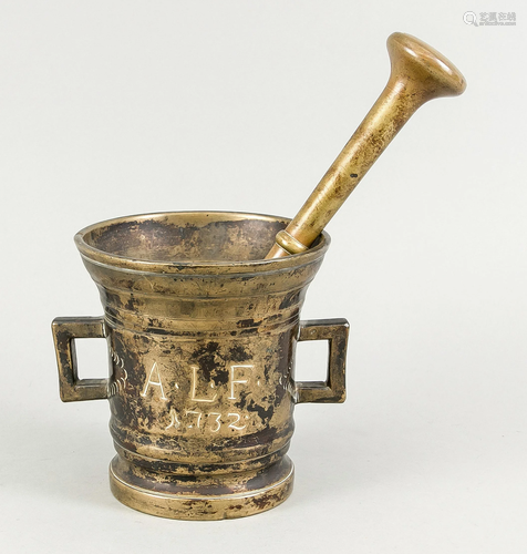 Mortar with pestle, 18th centu