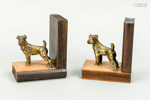 Pair of bookends with terriers