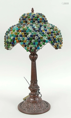 Lamp with glass bead shade, 20