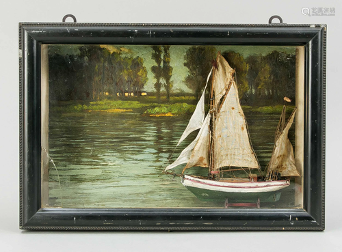 Diorama with sailing ship, aro