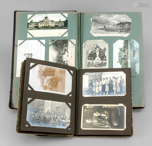 2 albums of postcards, pre-194