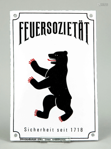 Enamel sign FeuersozietÃ¤t (sec