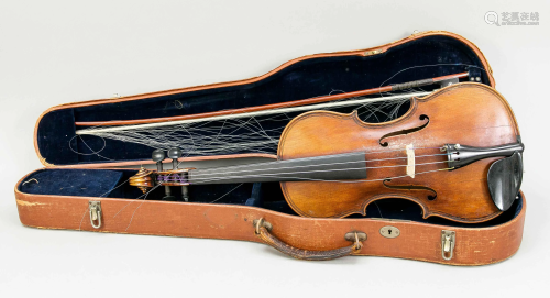 Violin in case marked on a lab