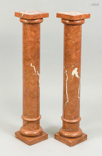 Pair of marble columns, mid-20