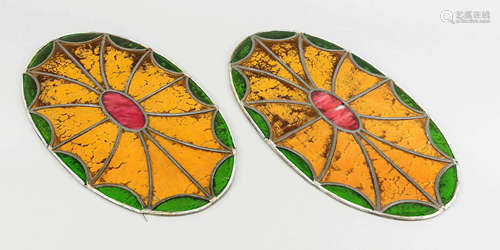 Pair of oval leaded glass wind