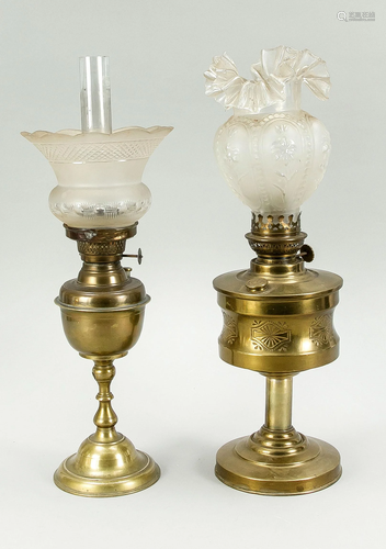 2 Petroleum lamps, 19th/20th c