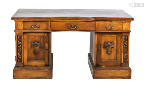 Desk around 1900, oak, frame w