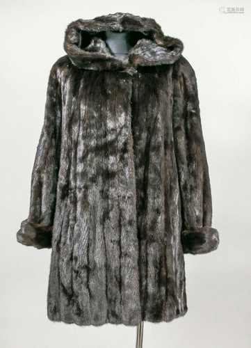 Ladies mink half coat with hoo