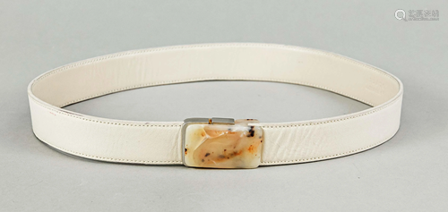 Prada, belt, cream-white smoot