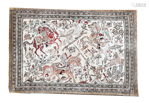 Silk rug, 62 x 90 cm