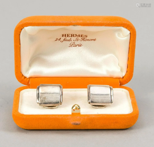 Hermes, pair of silver earclip