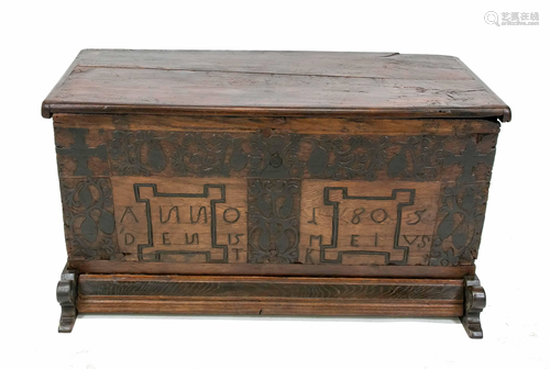 Baroque flat-lidded chest, 18t