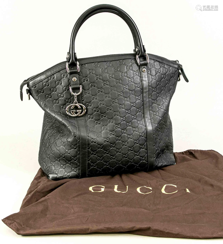 Gucci, tote bag, black leather