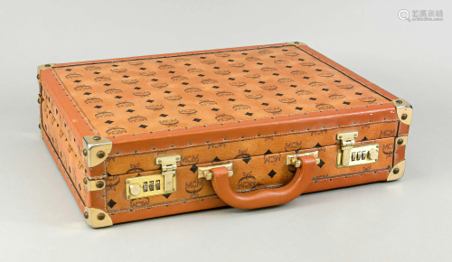 MCM, briefcase, cognac (faux?)