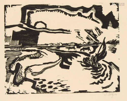 Jan Oeltjen (1880-1968), woodcut, ''