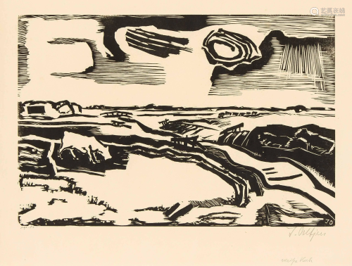 Jan Oeltjen (1880-1968), woodcut, ''