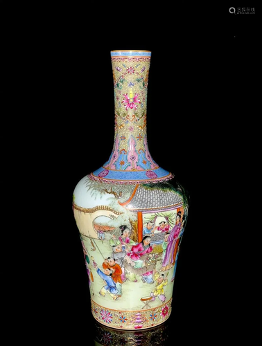 PAINTED 'CHILDREN AT PLAY' VASE