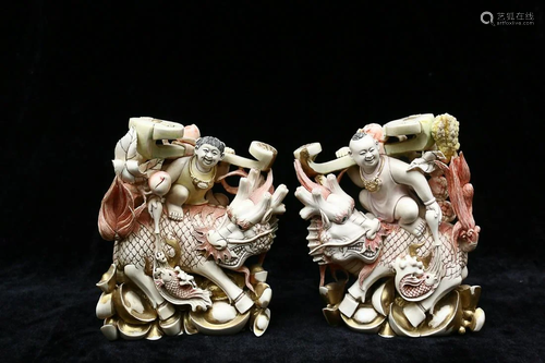 PAINTED RARE MATERIAL ORNAMENT OF QILIN