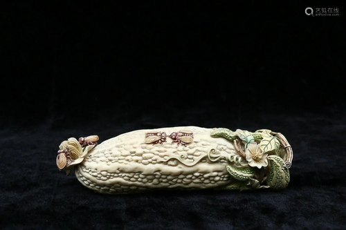 PAINTED RARE MATERIAL ORNAMENT OF BITTER GOURD