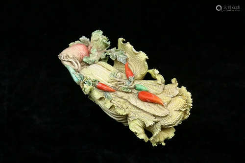 PAINTED RARE MATERIAL ORNAMENT OF BOK CHOY