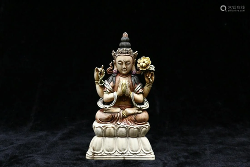 PAINTED RARE MATERIAL FIGURE OF GUANYIN