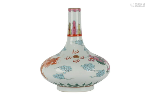 FAMILLE ROSE 'DRAGON IN CLOUD' VASE