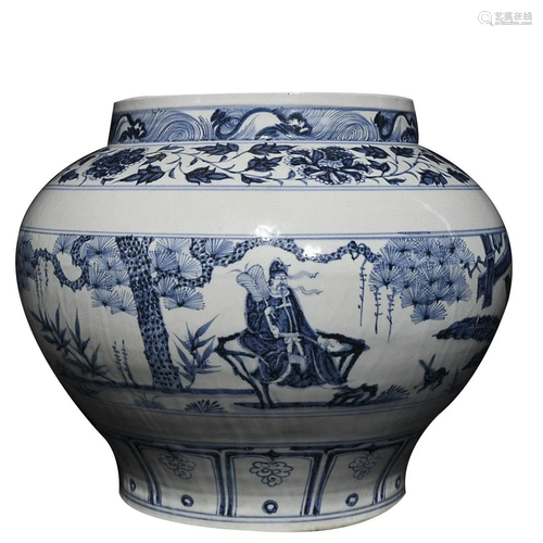 BLUE & WHITE 'FIGURE STORY' JAR