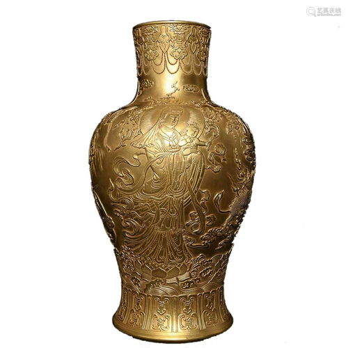 GOLD GLAZED 'QILIN' VASE