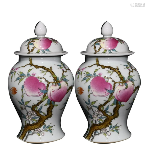 FAMILLE ROSE 'PEACH' COVERED JAR