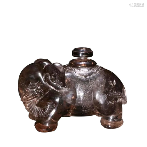 CITRINE ELEPHANT FORM WATER BOWL WITH COVER