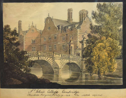 Charlotte Jenkyns, View of St Johns College, Cambridge, wate...