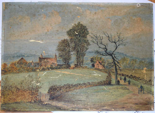 Wiger (Victorian School), Village landscape with early depic...