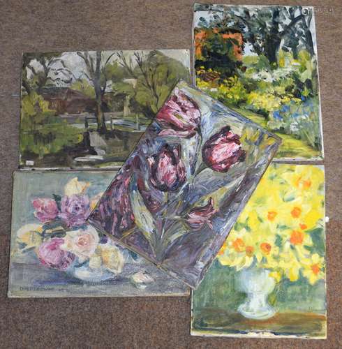 Diana M Perowne, Still Life studies, group of five oils on c...