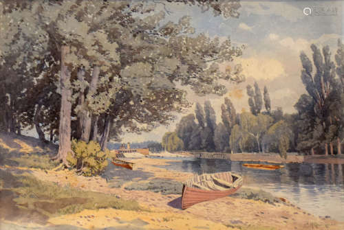 Charles Harmony Harrison, River scene, watercolour, signed l...