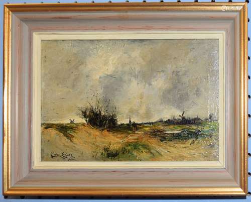 Charles Eyles, Figure in a windy landscape with distant mill...