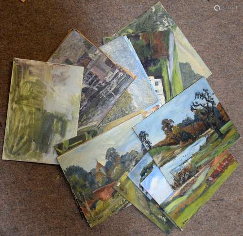 Diana M Perowne, Landscapes etc, group of 28 oils on board, ...