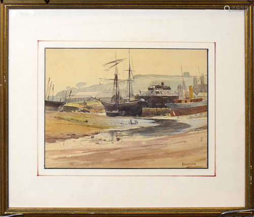 Charles Hannaford, Harbour estuary, watercolour, signed lowe...