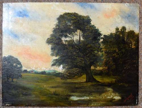 W Goford, Landscape, oil on panel, signed and dated 1895 low...