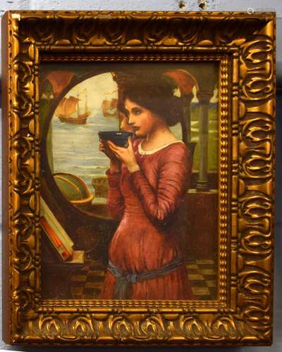 After the Pre-Raphaelites, Figure by a window with coast beh...