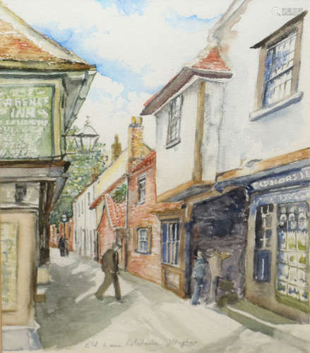 J Hughes, Colchester street scenes, pair of watercolours, bo...