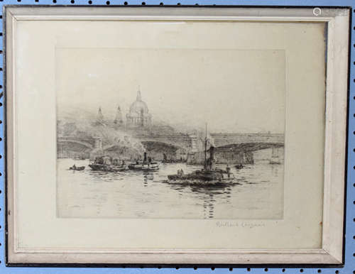 Rowland Langmaid, London Bridge with St Paul's, black and wh...