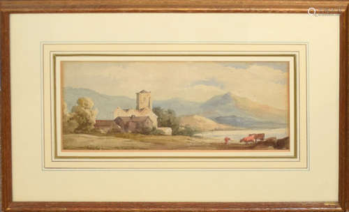 Attributed to David Cox, Landscape with lake and mountains, ...