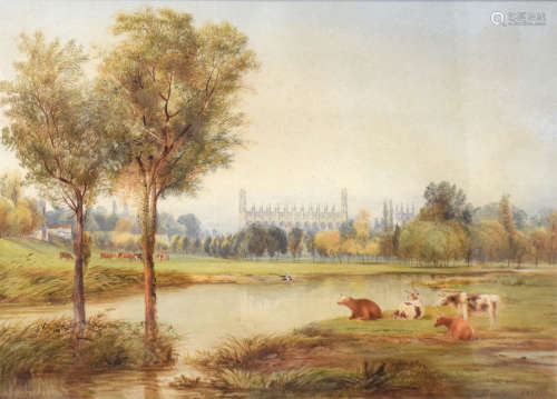 J Bridges, River landscape with distant view of Eton College...