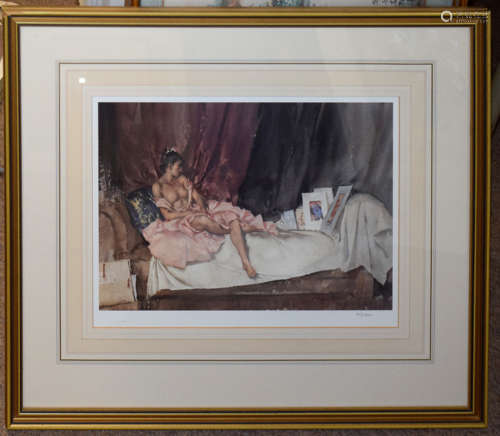 After Sir William Russell Flint, Reclining nude, coloured pr...