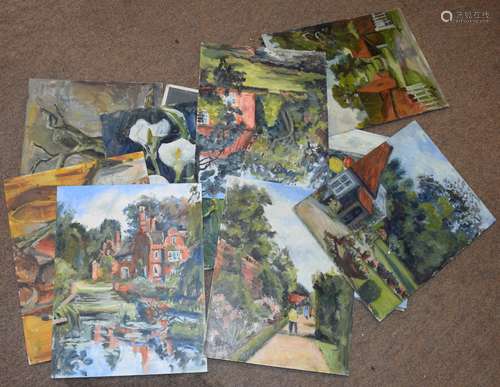 Diana M Perowne, Landscapes etc, group of 24 oils on board, ...