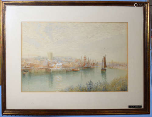 E J Duval, River scene, watercolour, signed lower right, 30 ...