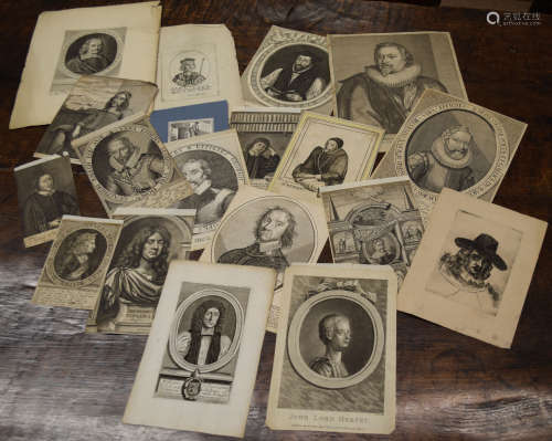 Packet of 19 18th century engravings, portraits etc, assorte...